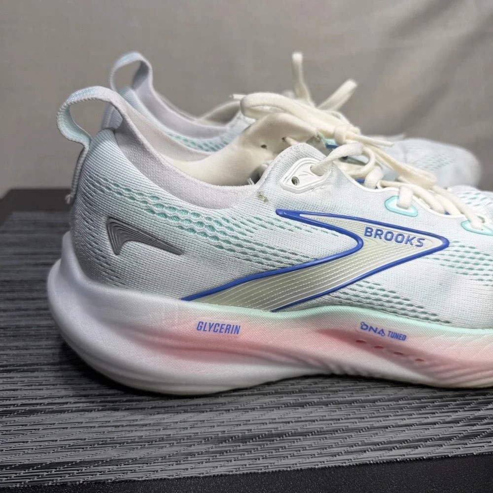 Brooks Glycerin 22 Shoes - Women 10.5 - White Blue Pink Running 1204341B110